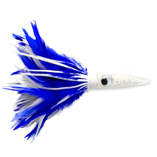 C&H Wahoo Whacker Feather Lure (White/Blue Feather Skirt) - Click Image to Close