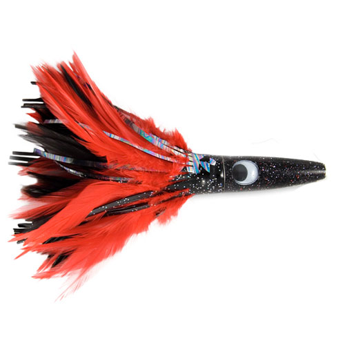 C&H Wahoo Whacker Feather Lure (Black/Red Feather Skirt) - Click Image to Close